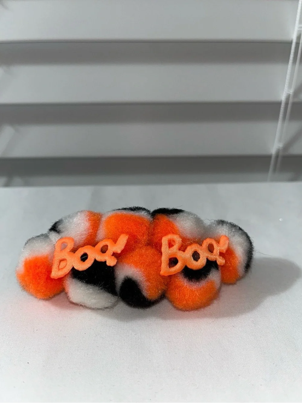 Halloween Black Cat Pom Pom Barrettes Trio - Orange & White